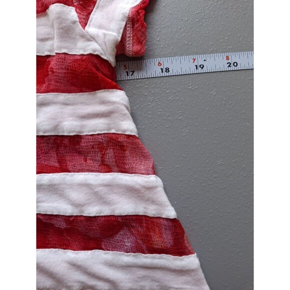 Casual Studio Womens V Neck Top M Red White Striped Short Sleeve Classiccore - Picture 6 of 7